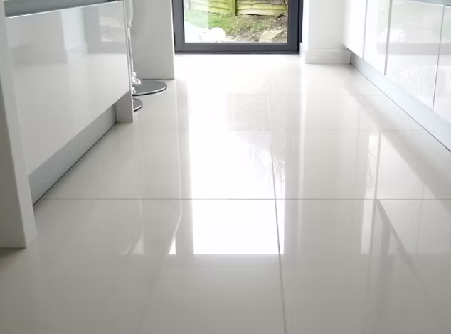 Professional ceramic tile floor in New Jersey home